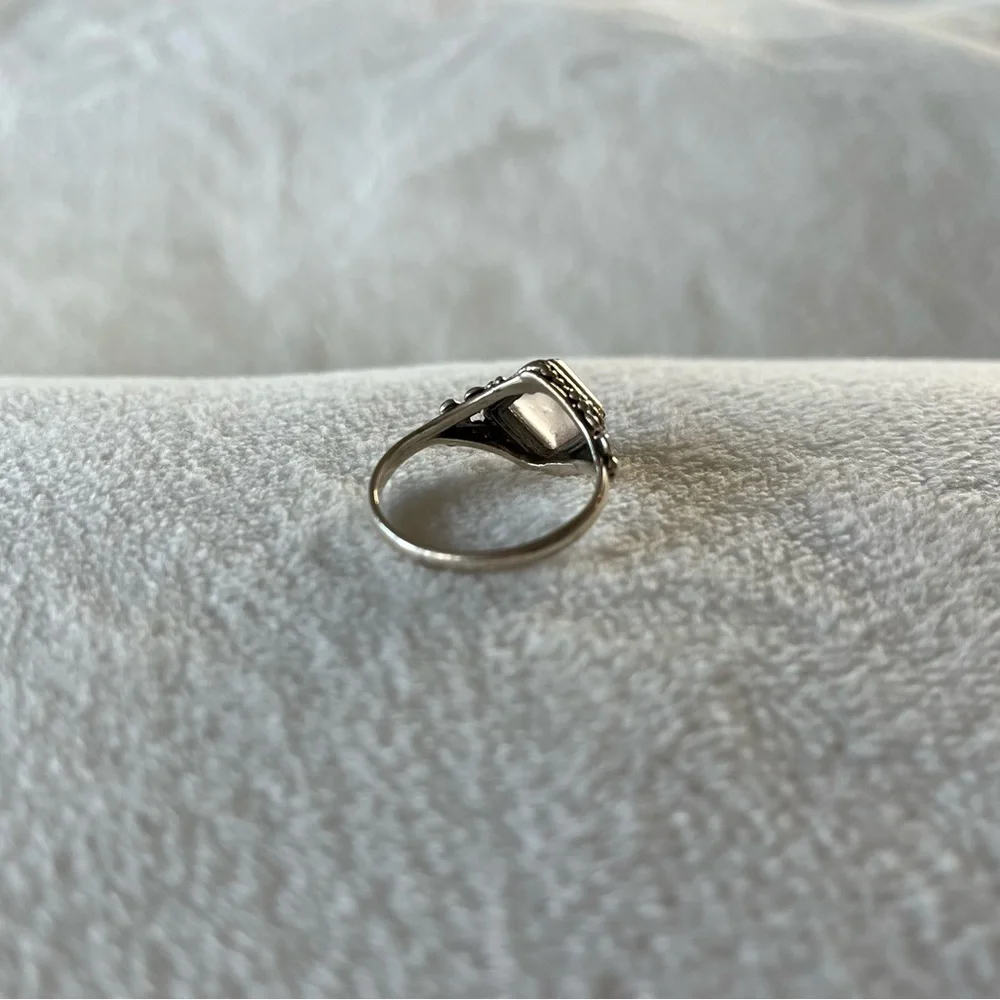 🤍 euc | rose quartz intricate silver design ring - Picture 3 of 4